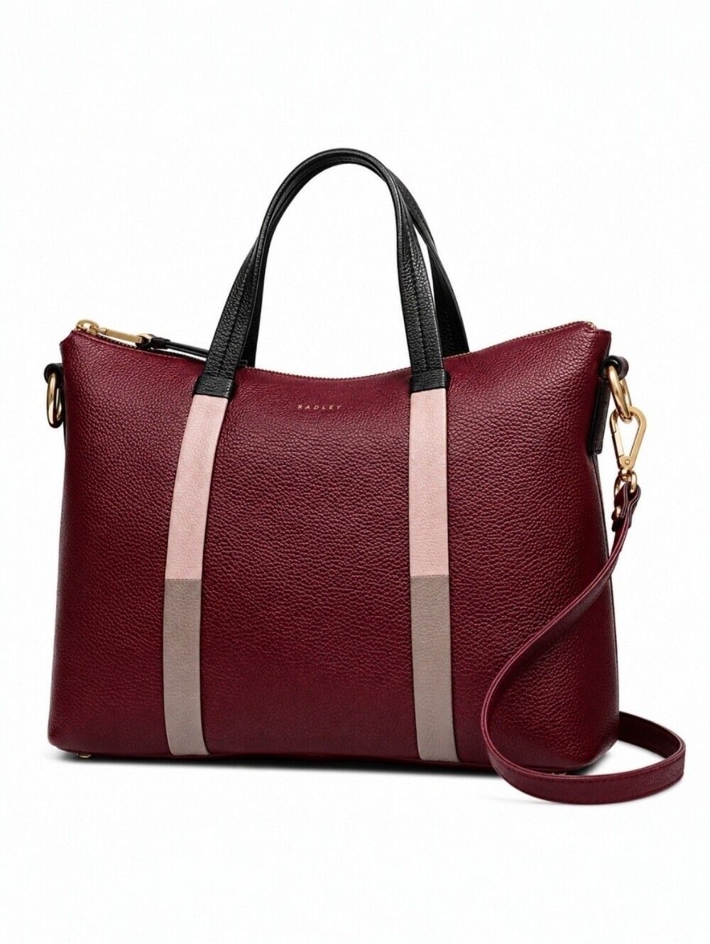 NWT Radley London Waterloo Way Satchel Oxblood Merlot Pebbled Leather Tote Bag